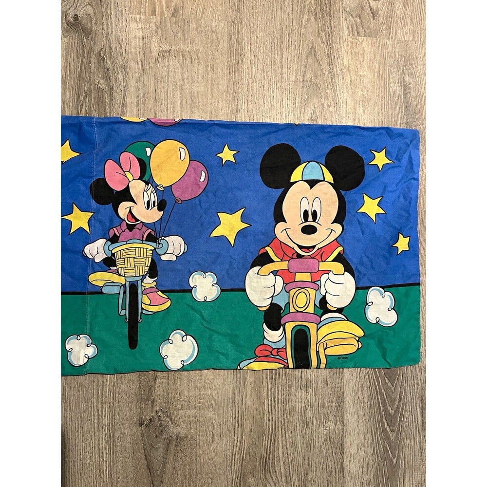 Disney Mickey & Minnie Kids Pillowcase Cotton 20 x 26 in Blue/Green Multicolor